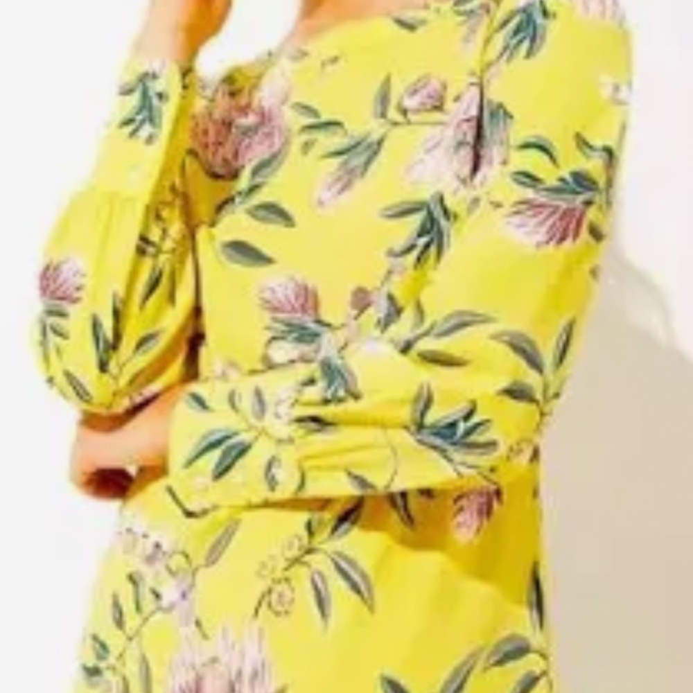 Loft yellow floral dress. Worn 1x. Perfect condition‎